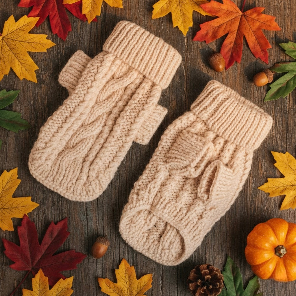 Cozy Beige Dog Knit Sweater