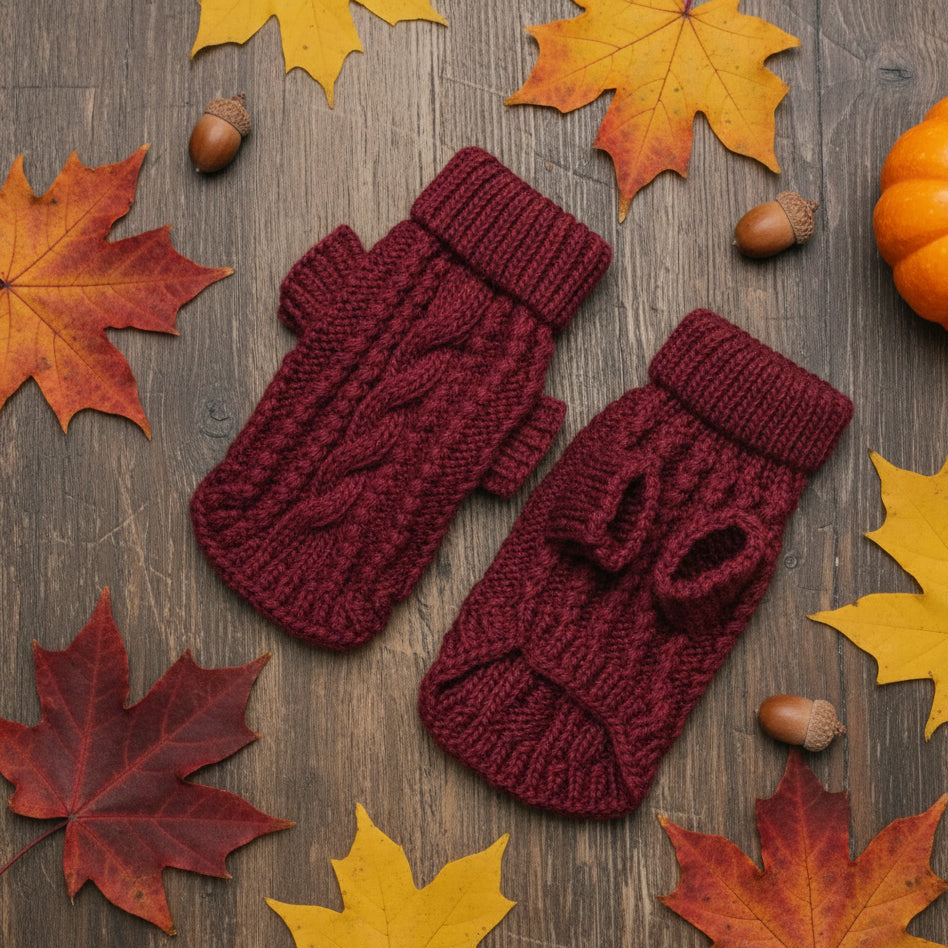 Cozy Red Dog Knit Sweater