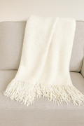 Knit Textured 50"x60" Throw Blanket with Fringe