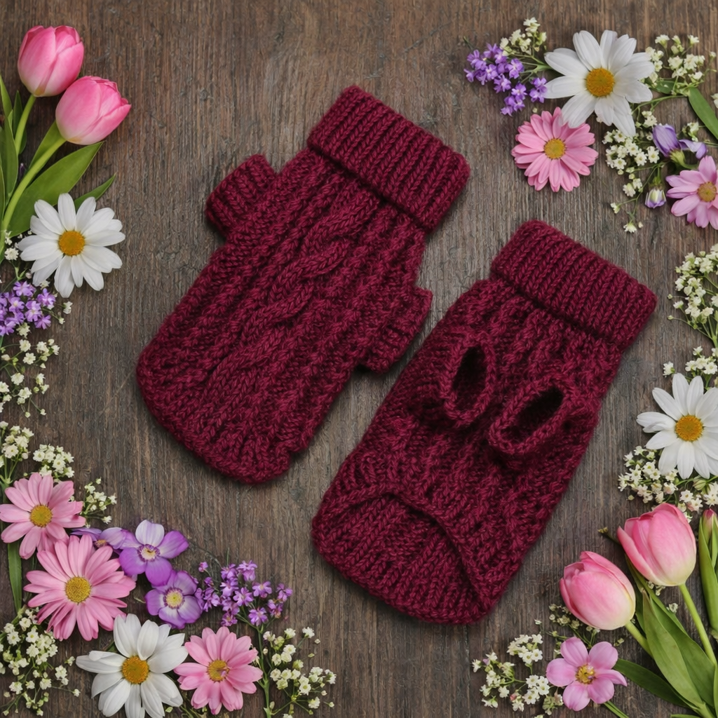 Cozy Red Dog Knit Sweater