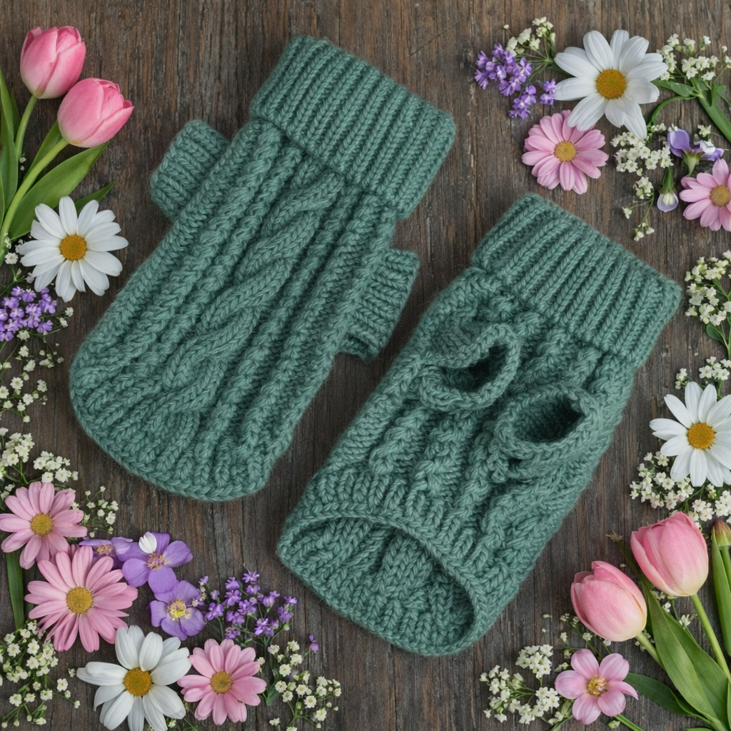 Cozy Dark Green Dog Knit Sweater